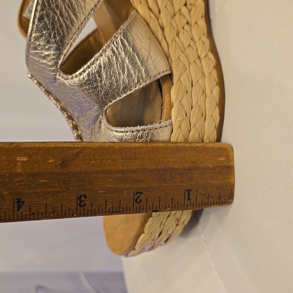 Careena UGG Espadrille Gold Nude Metallic Wedge Sandals New ankle Strap 10 Shoes - Picture 6 of 8